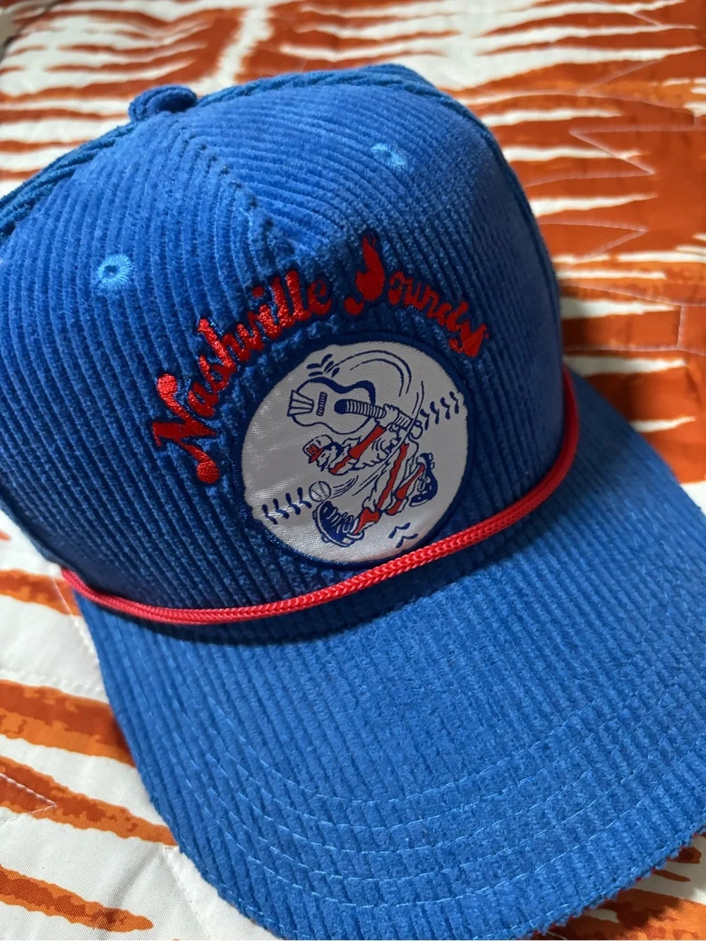 Vintage-Style Nashville Sounds Blue Corduroy Baseball Cap (snapback)